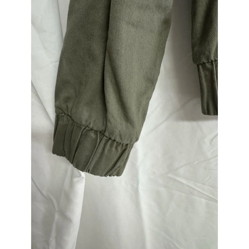 Michael Kors Jacket Crop Olive Green Collared Buttons‎ Full Zip Pockets Size S
